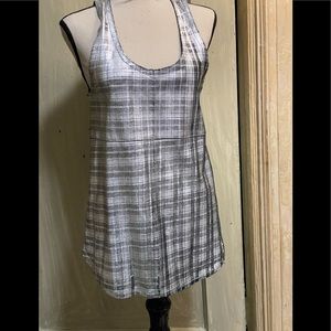 metallic plaid printed lambskin genuine leather tank tunic small